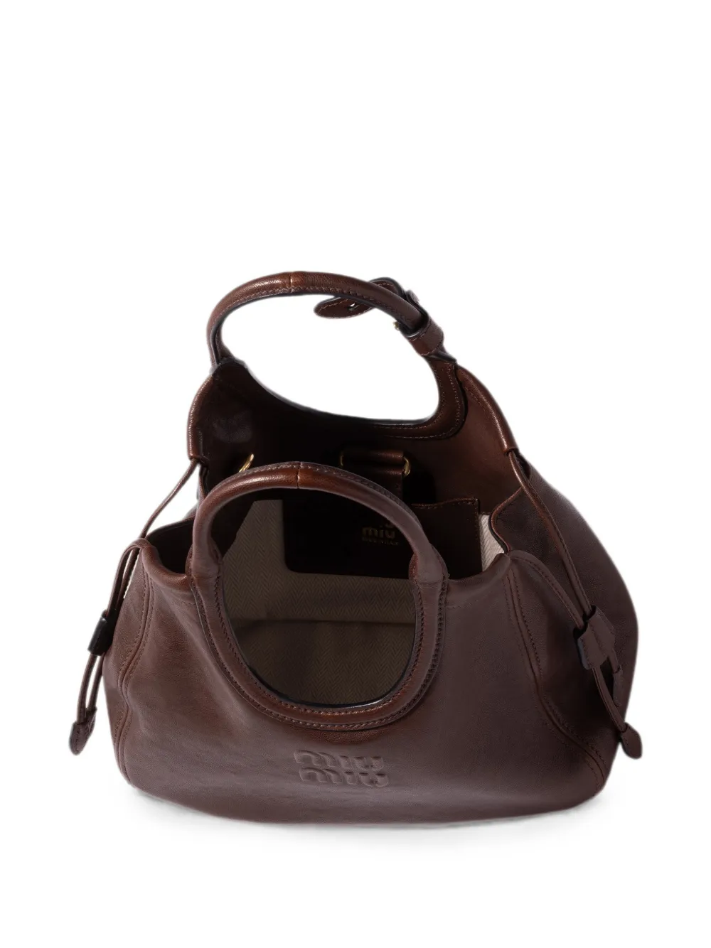 Miu Ivy nappaleren shopper Bruin