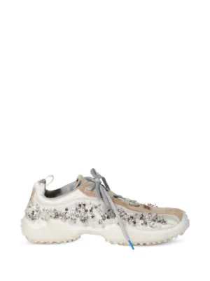 Miu Miu Bubble embroidered technical fabric and suede sneakers