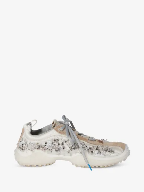 Miu Miu Bubble embroidered technical fabric and suede sneakers