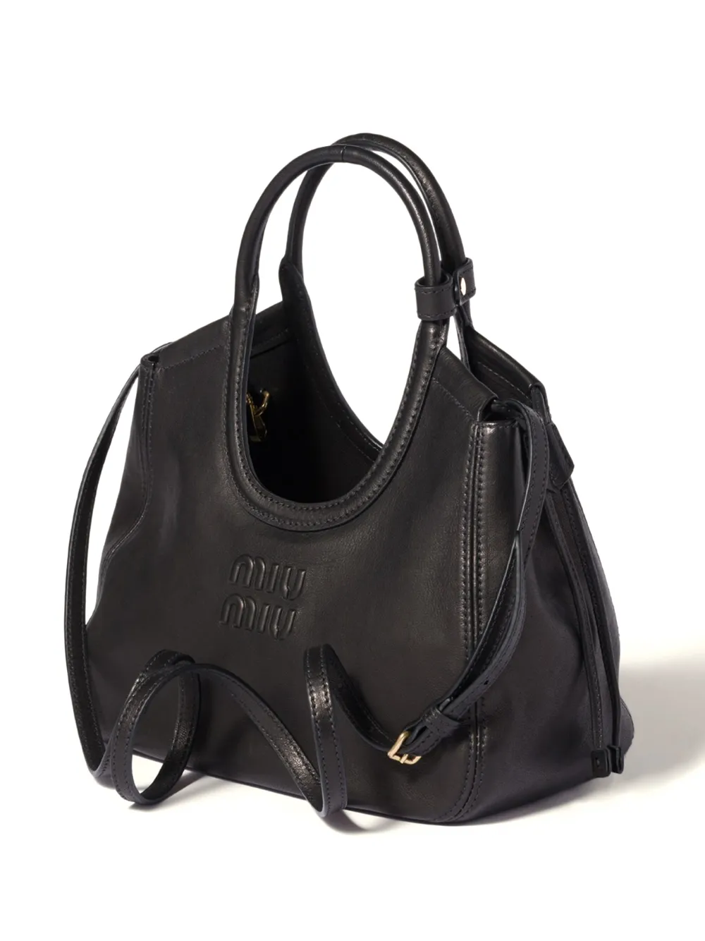 Miu Ivy nappaleren shopper Zwart