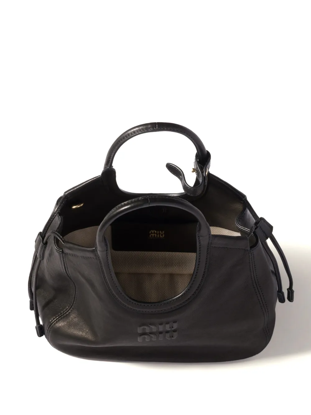 Miu Ivy nappaleren shopper Zwart