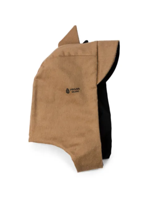 Prada reversible Re-Nylon and camel-hair hooded scarf