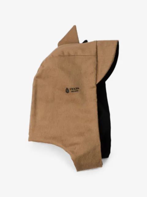 Prada reversible Re-Nylon and camel-hair hooded scarf