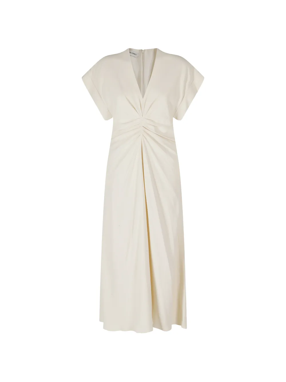 Alberta Ferretti gathered V-neck midi dress - Bianco