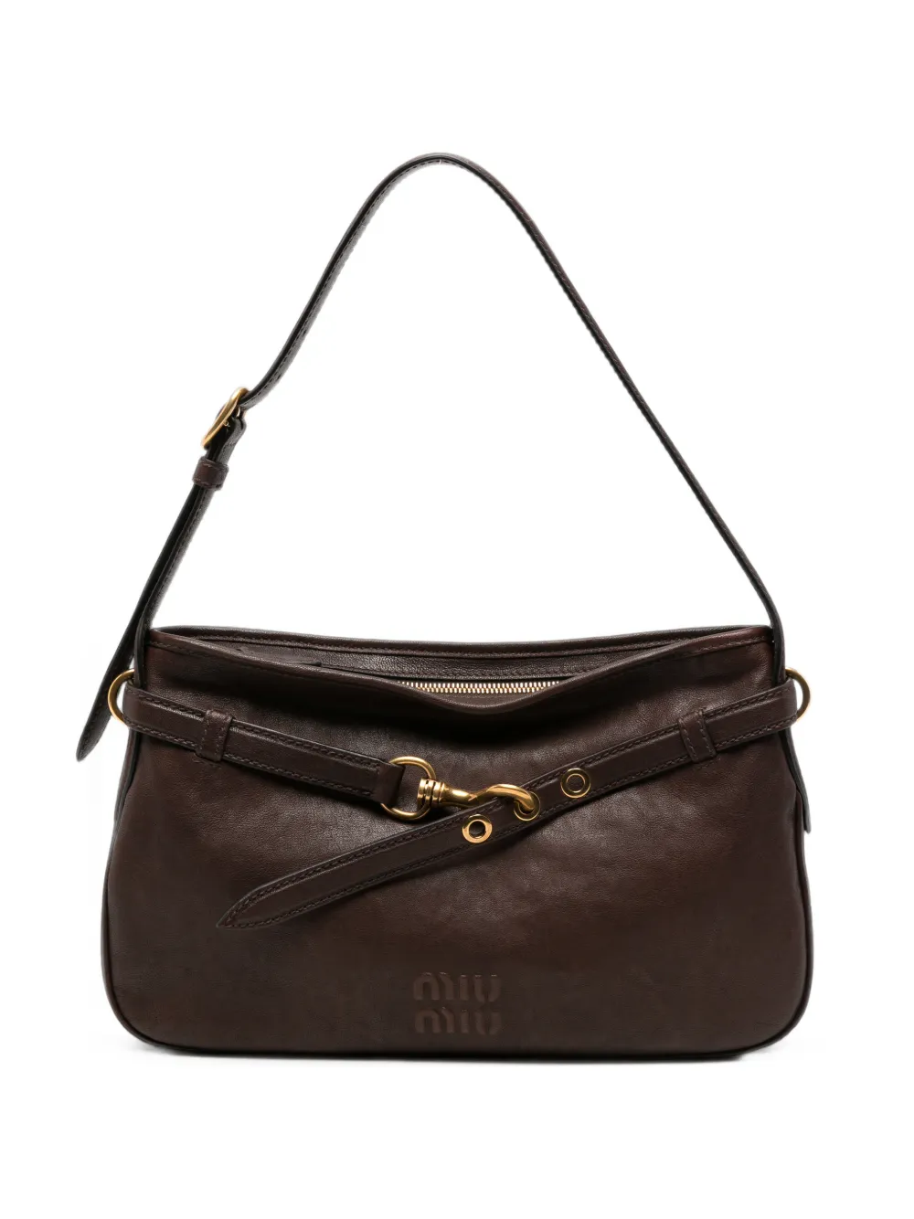 Miu Miu Aventure leather tote bag - Marrone