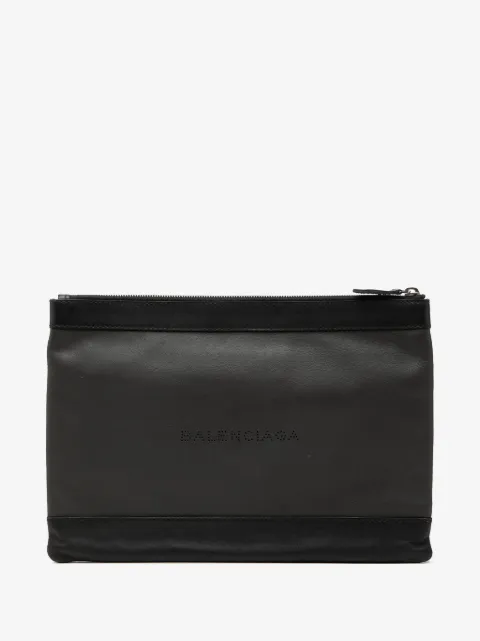 Balenciaga Pre-Owned 2016 Perforated Calfskin Navy Clip M clutch bag