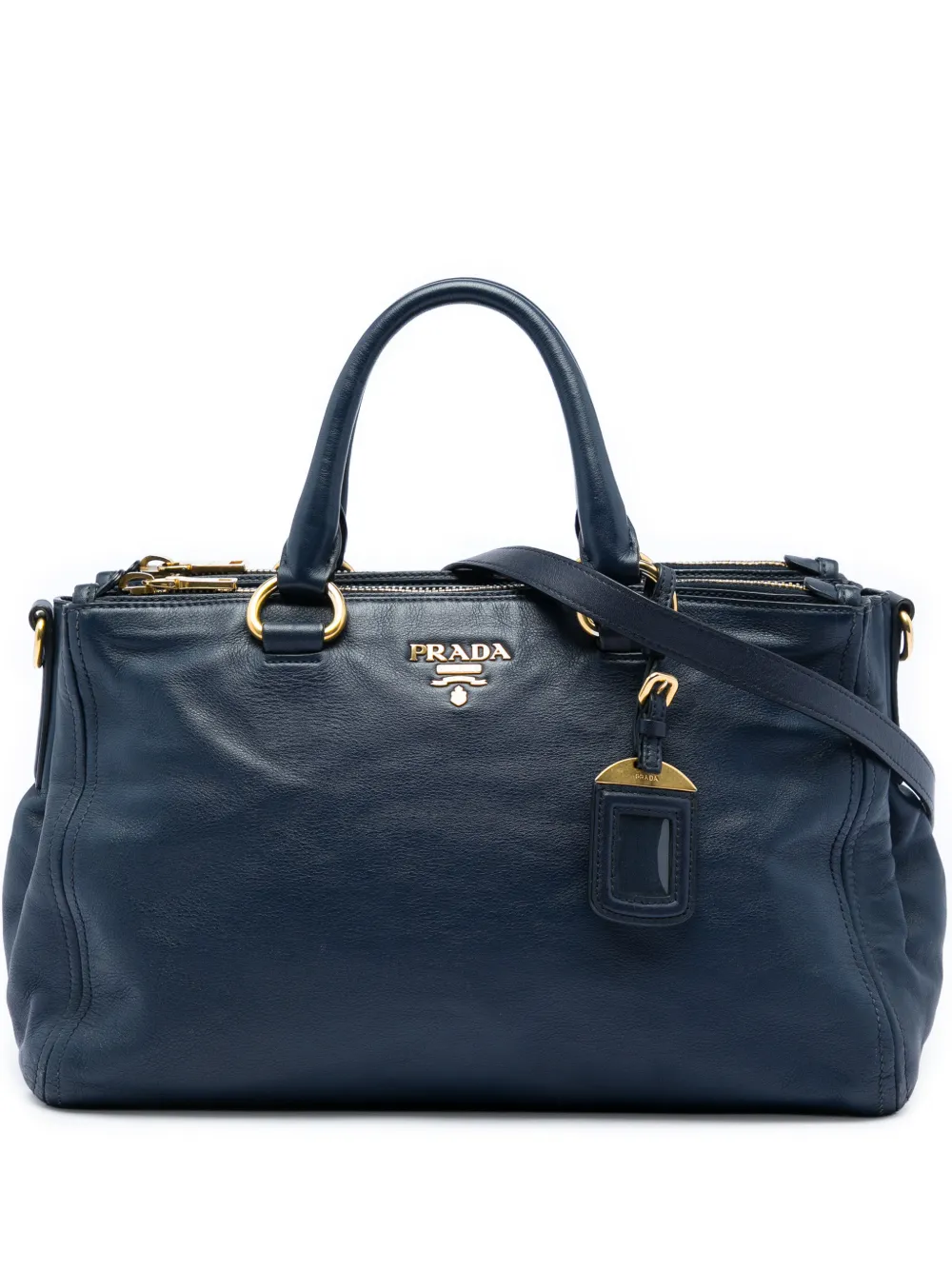 Prada Pre-Owned 2010-2026 Soft Calf Double Zip Convertible Tote satchel - Blau