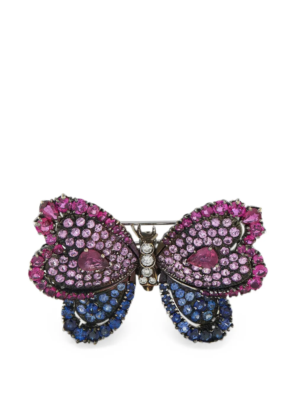 LB Exclusive butterfly-motif multi-stone brooch in Silver
