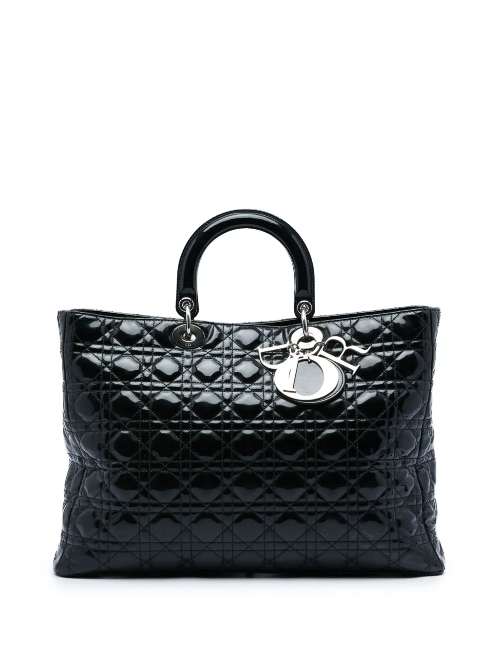 Christian Dior Pre-Owned 2010 Extra Large Patent Cannage Lady Dior satchel - Schwarz