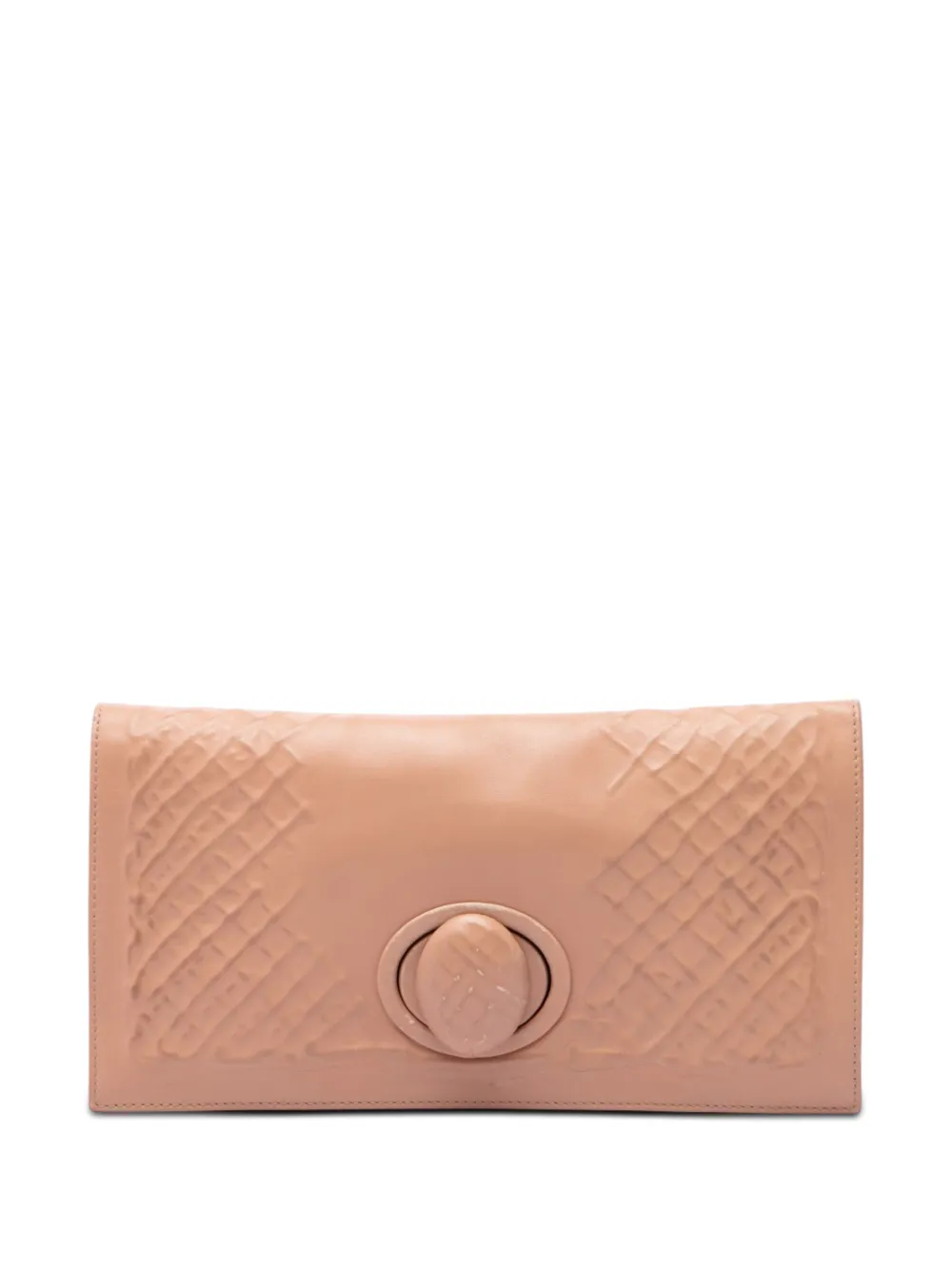 Bottega Veneta Pre-Owned 2012-2026 Nappa Embossed Intrecciato Turn Lock clutch bag - Braun