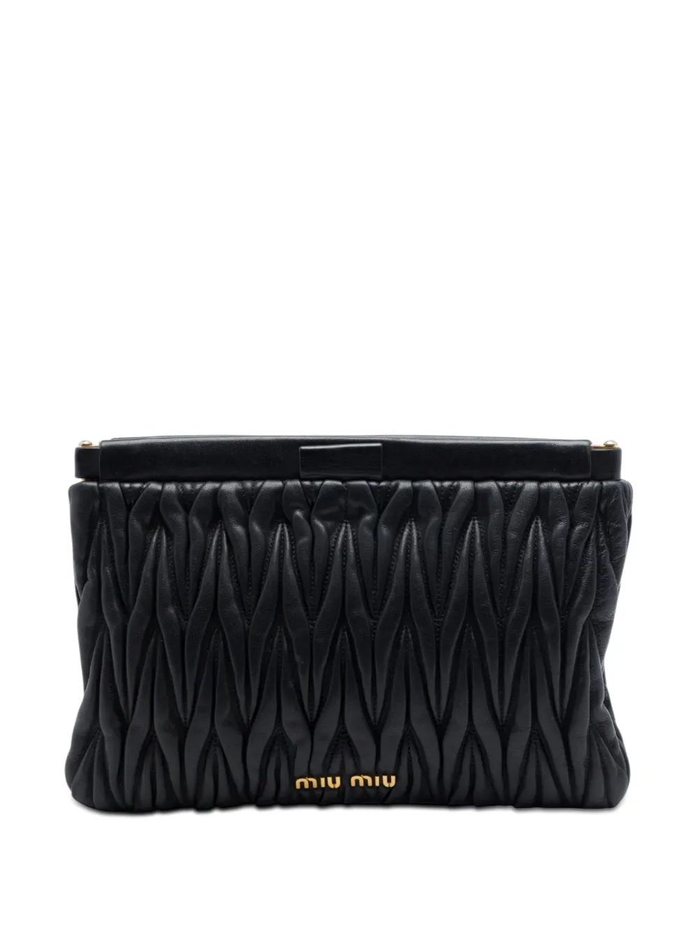 Pre-owned Miu Miu 2010-2026 Matelasse Nappa Frame Clutch Bag In Black