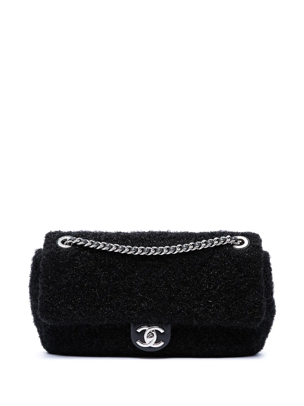 CHANEL Pre-Owned 2017-2018 Medium Quilted Metallic Knit Pluto Glitter Flap shoulder bag - Nero