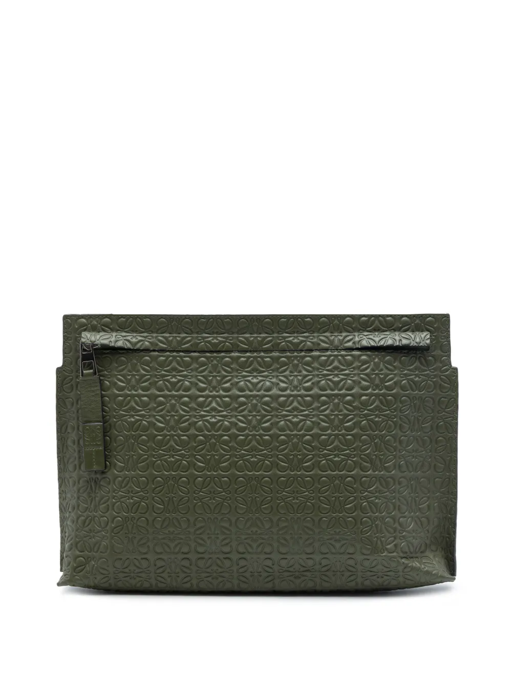 Loewe Pre-Owned 2015 Embossed Leather Anagram Repeat T Pouch clutch bag - Green