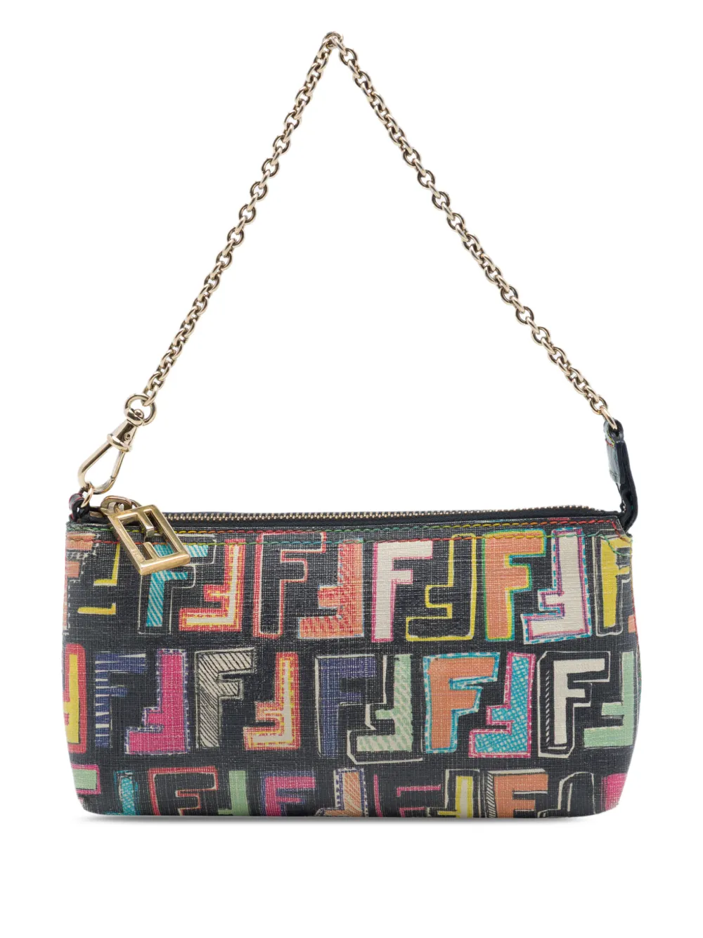 Fendi Pre-Owned 2010-2026 Multicolor Zucca Spalmati Chain Pochette shoulder bag - Black