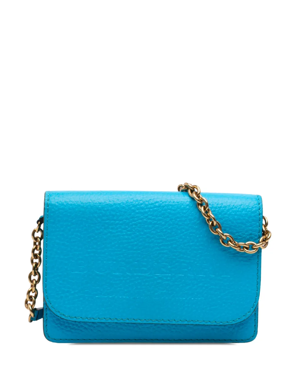 Burberry Pre-Owned 2018-2026 Pebbled Leather Embossed Logo Hampshire Wallet on Chain crossbody bag - Blu
