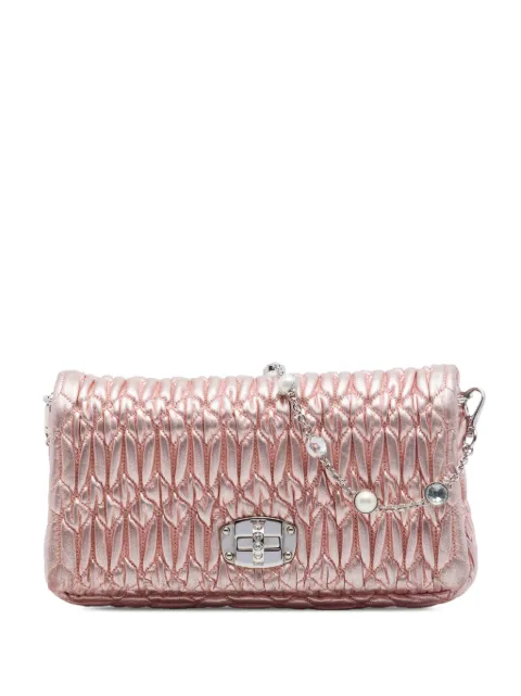 Miu Miu Pre-Owned 2010-2026 Matelasse Metallic Nappa Crystal Chain satchel