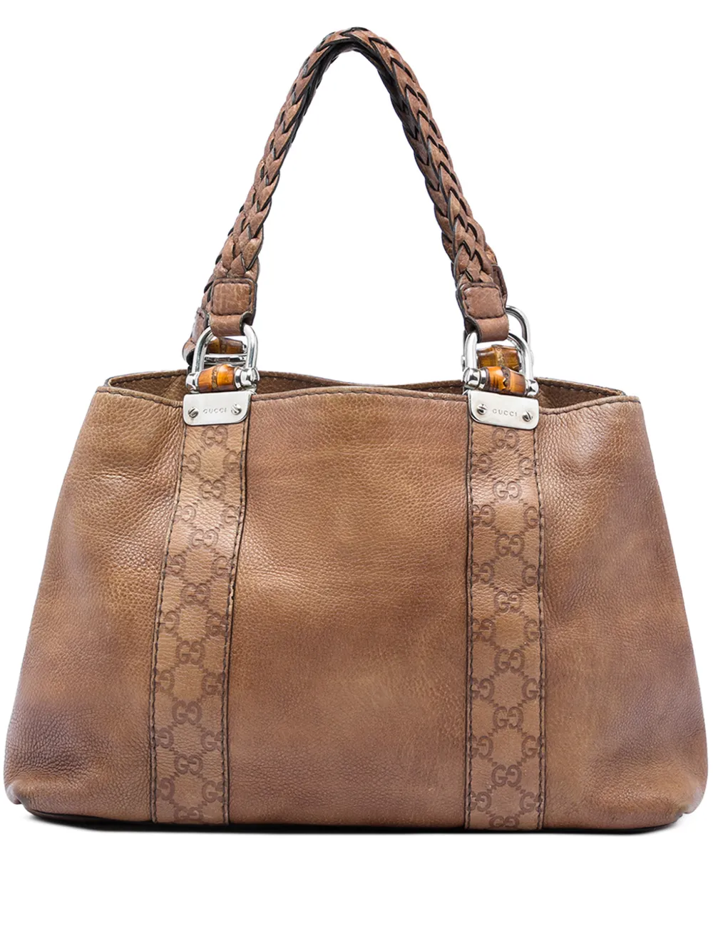 Gucci Pre-Owned 2016-2026 Medium Guccissima Trimmed Calfskin Bamboo Libeccio tote bag - Braun