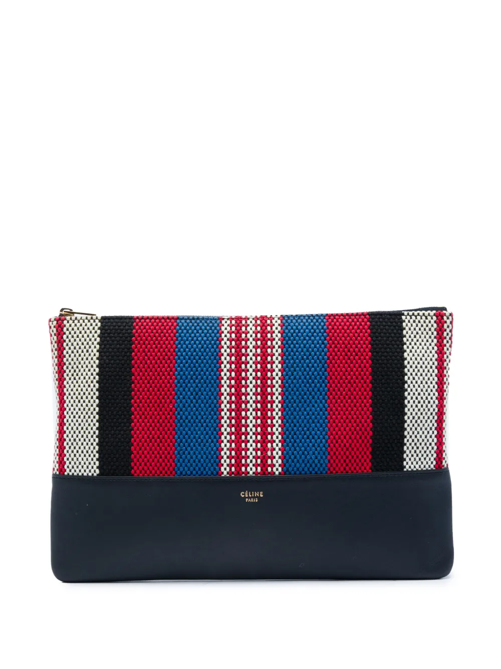 Celine Pre-Owned 2015 Canvas Striped Solo Pouch clutch bag - Black
