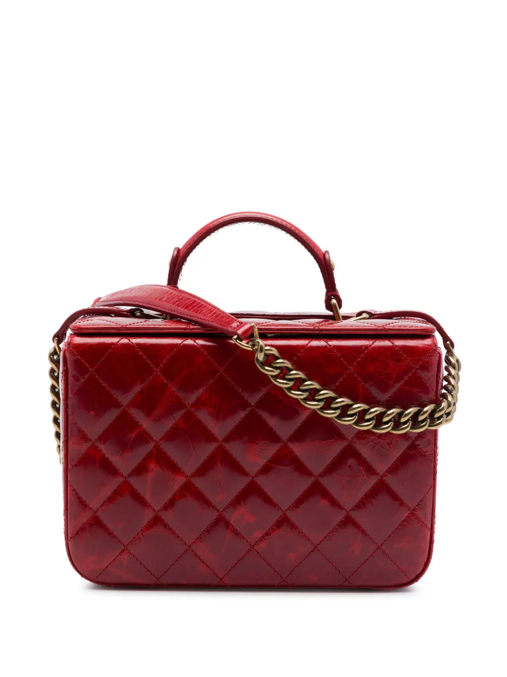 CHANEL Pre-Owned 2011 CC Quilted Glazed Calfskin Rita Vanity Case satchel - Rosso