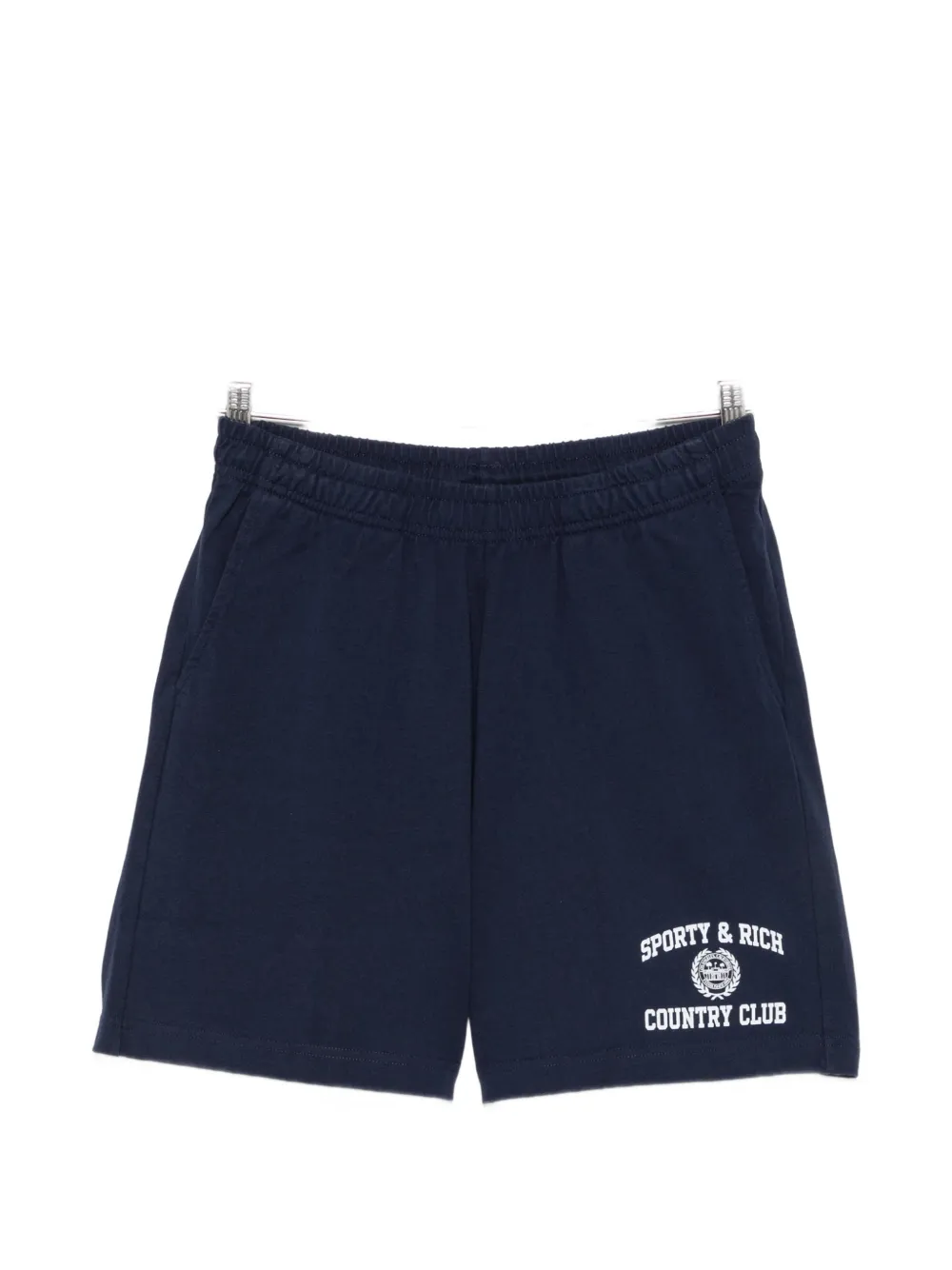 Sporty & Rich logo-print cotton shorts - Blu