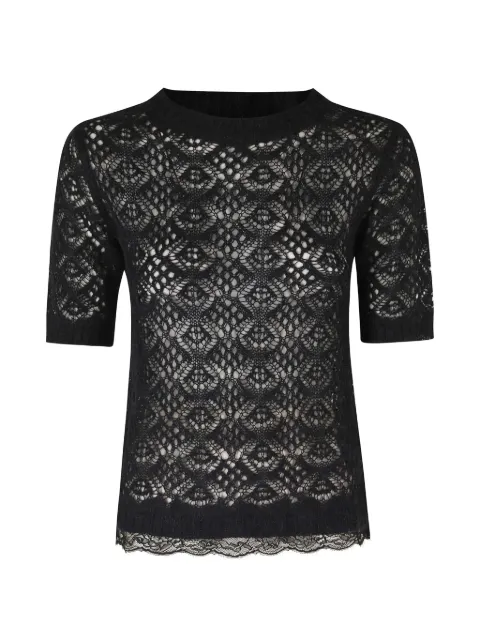 ERMANNO FIRENZE  lace-knit short-sleeve blouse