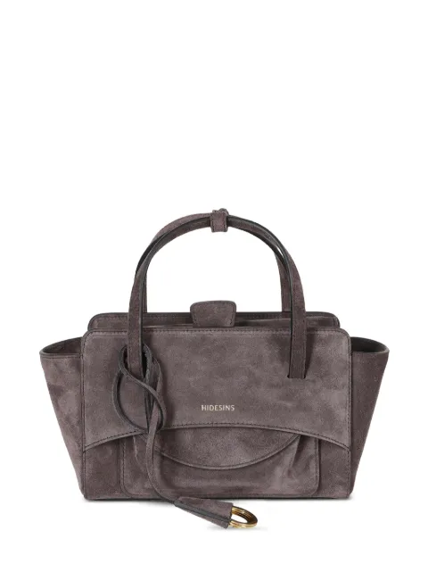HIDESINS small Flap suede logo-print tote bag