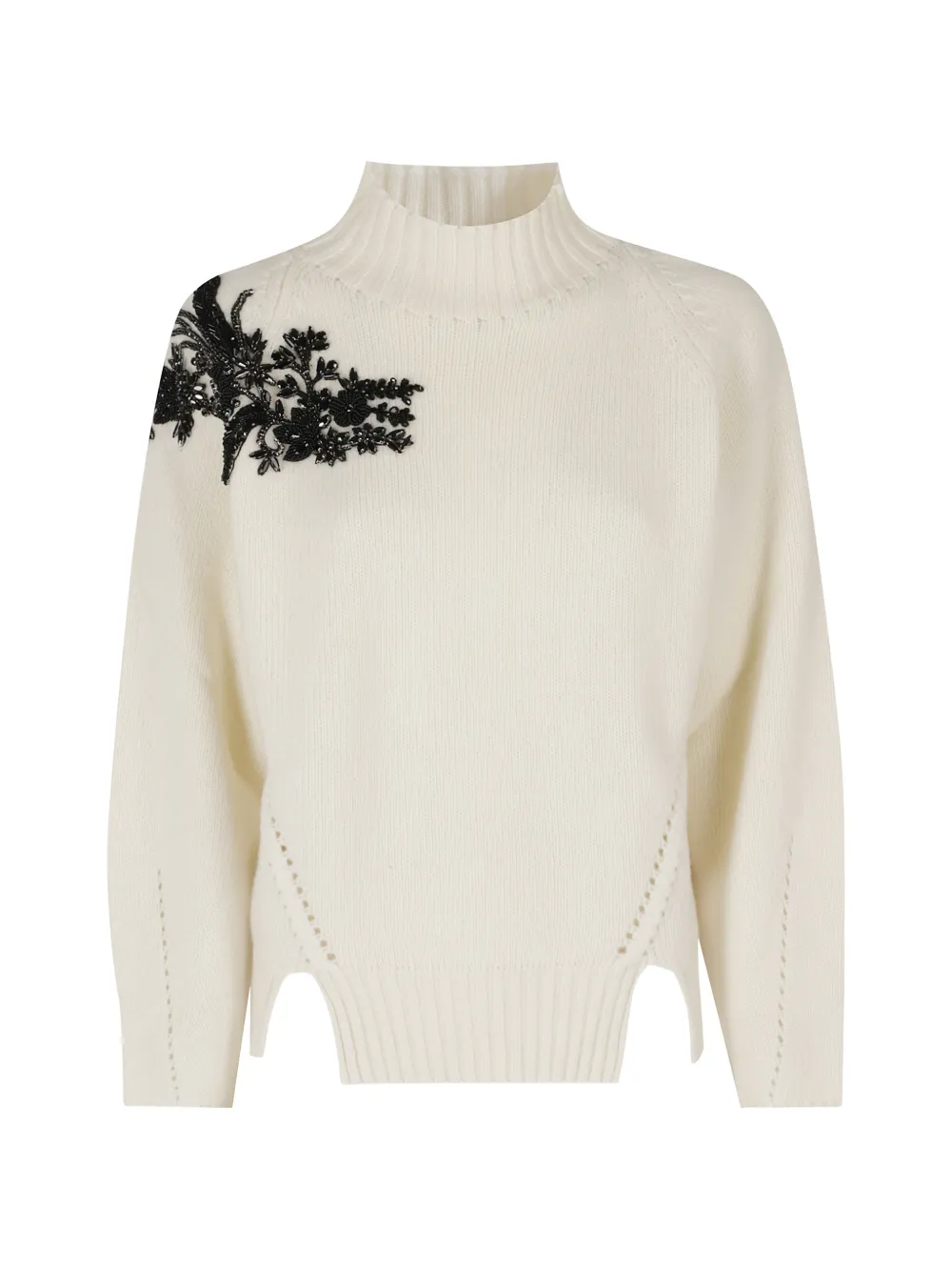 Ermanno Firenze Bead-embellished High-neck Sweater In Neutral