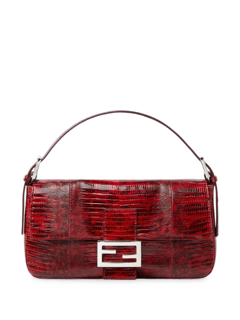 FENDI Baguette lizard-effect leather shoulder bag
