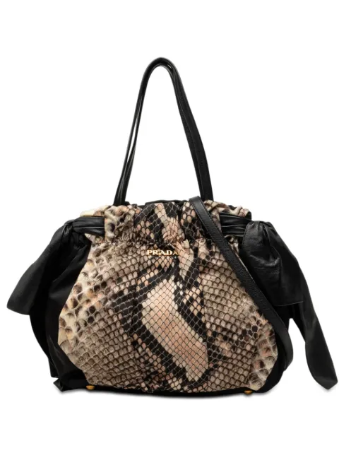 Prada Pre-Owned 2010-2026 Tessuto Python Print Bow satchel