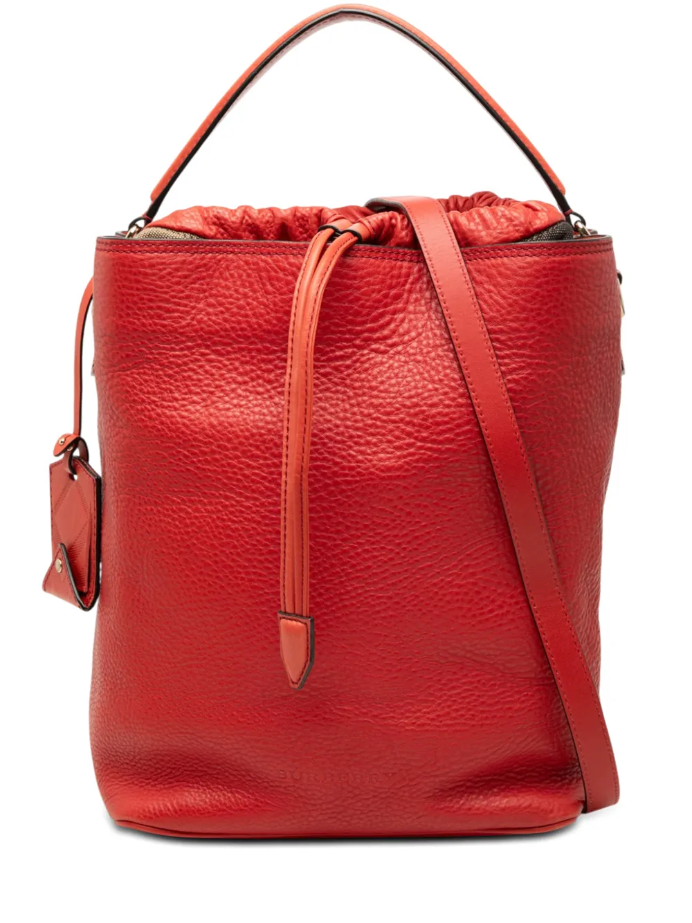 Burberry Pre-Owned 2000-2017 House Check Canvas and Calfskin Ashby Bucket Bag satchel - Rosso