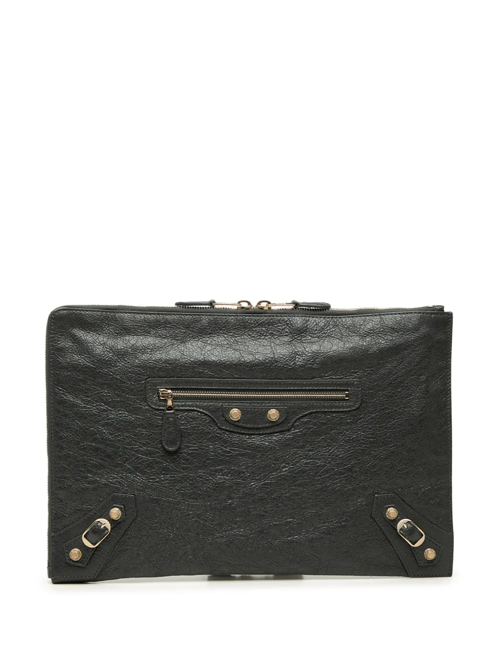 Balenciaga Pre-Owned 2018 Lambskin Motocross Giant 12 Zip Around Flat clutch bag - Nero