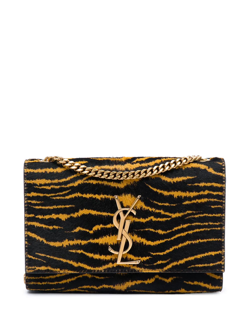 Saint Laurent Pre-Owned 2021 Small Pony Hair Tiger Print Monogram Kate crossbody bag - Marrone
