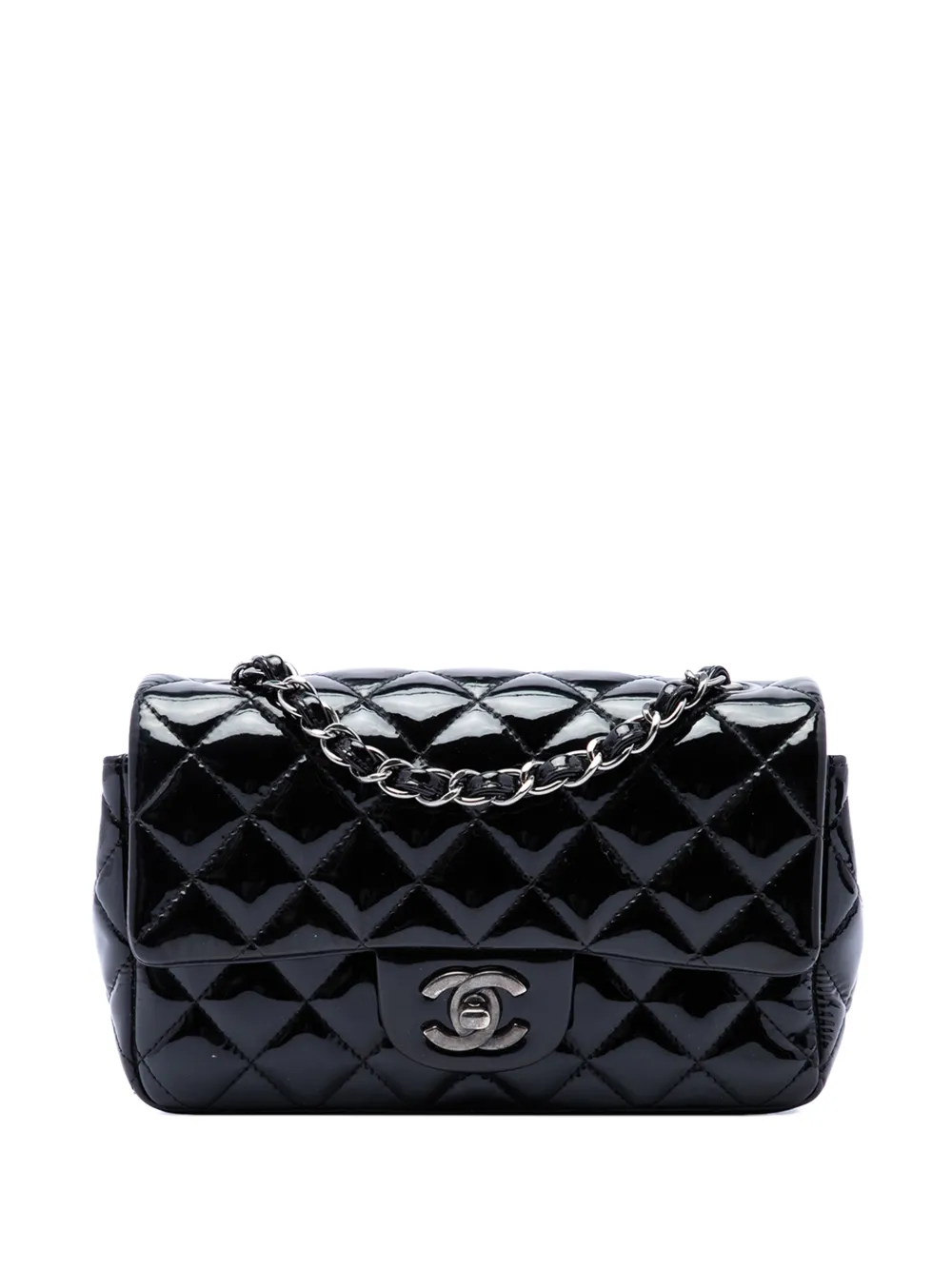 CHANEL Pre-Owned 2016-2017 Mini Rectangular Classic Patent Single Flap crossbody bag - Nero
