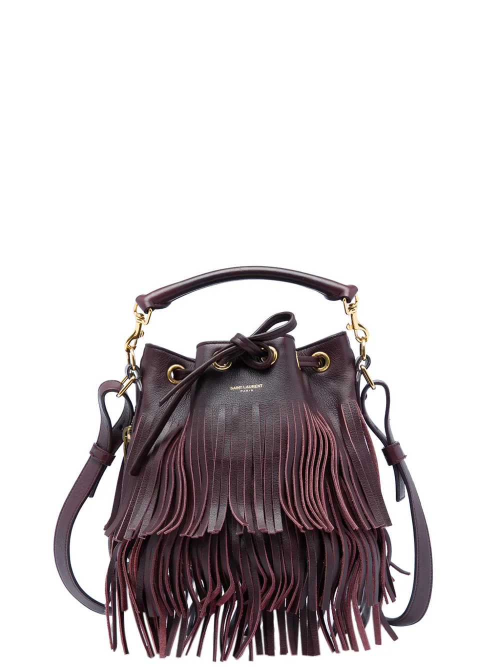 Saint Laurent Pre-Owned 2014 Small Calfskin Emmanuelle Fringe bucket bag - Rot