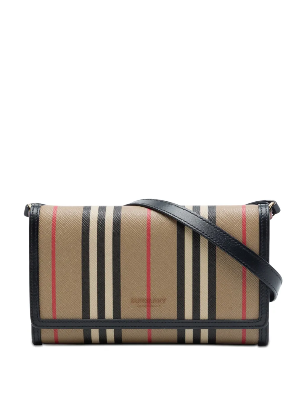 Burberry Pre-Owned 2019-2023 Icon Stripe E Canvas Hannah Wallet on Strap crossbody bag - Marrone
