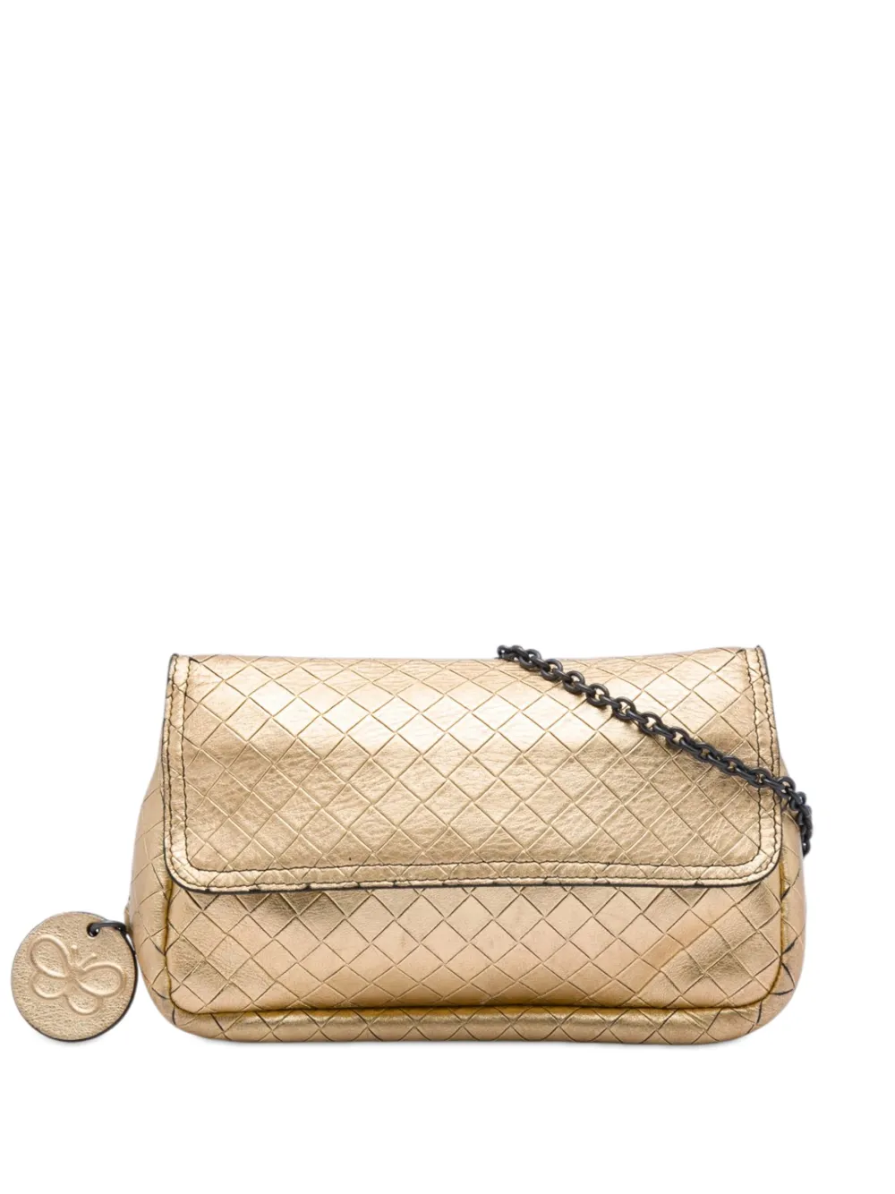 Bottega Veneta Pre-Owned 2012-2026 Nappa Intrecciomirage Chain Flap crossbody bag - Oro