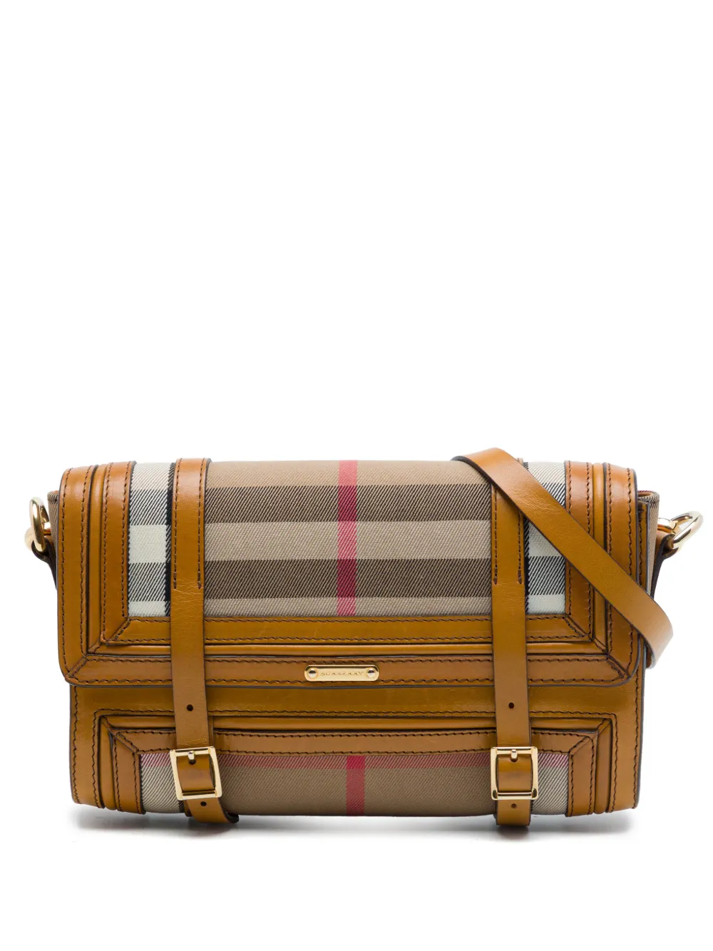 Burberry Pre-Owned 2000-2017 House Check Canvas and Leather Trimmed Bridle crossbody bag - Brown