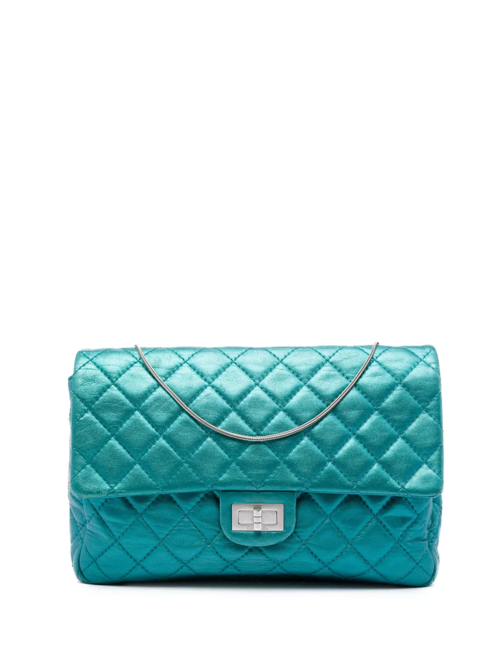 CHANEL Pre-Owned 2008-2009 Quilted Metallic Calfskin Reissue 2.55 Flap 226 shoulder bag - Blu