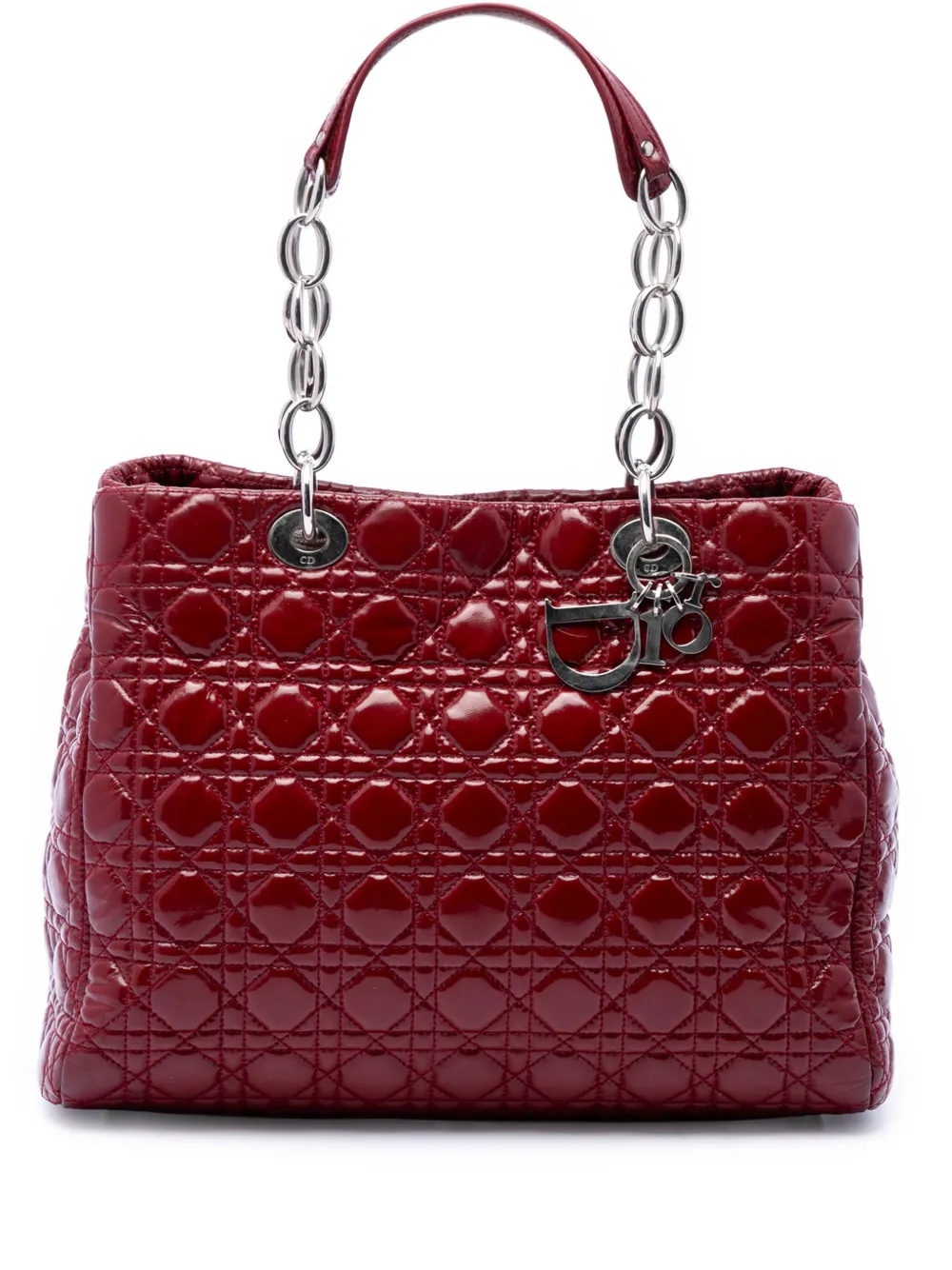 Christian Dior Pre-Owned 2011 Large Patent Cannage Lady Dior Soft Shopping tote bag - Red