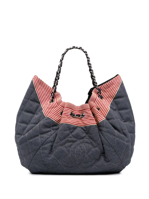 CHANEL Pre-Owned 2009-2010 Large Quilted Denim Stretch Spirit Cabas tote bag