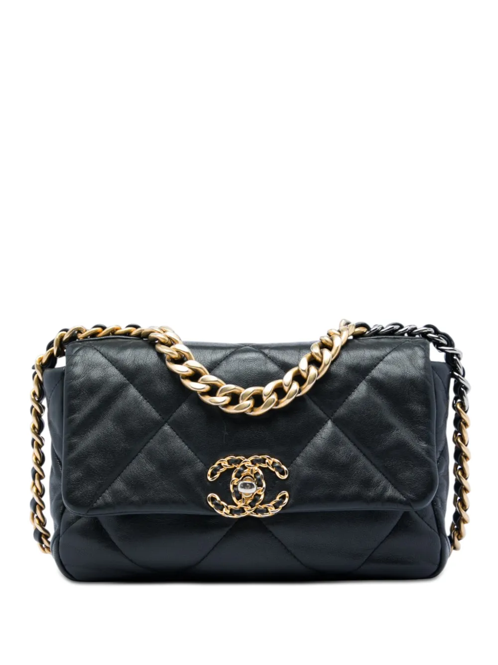 CHANEL Pre-Owned 2019 Medium Lambskin 19 Flap satchel - Nero
