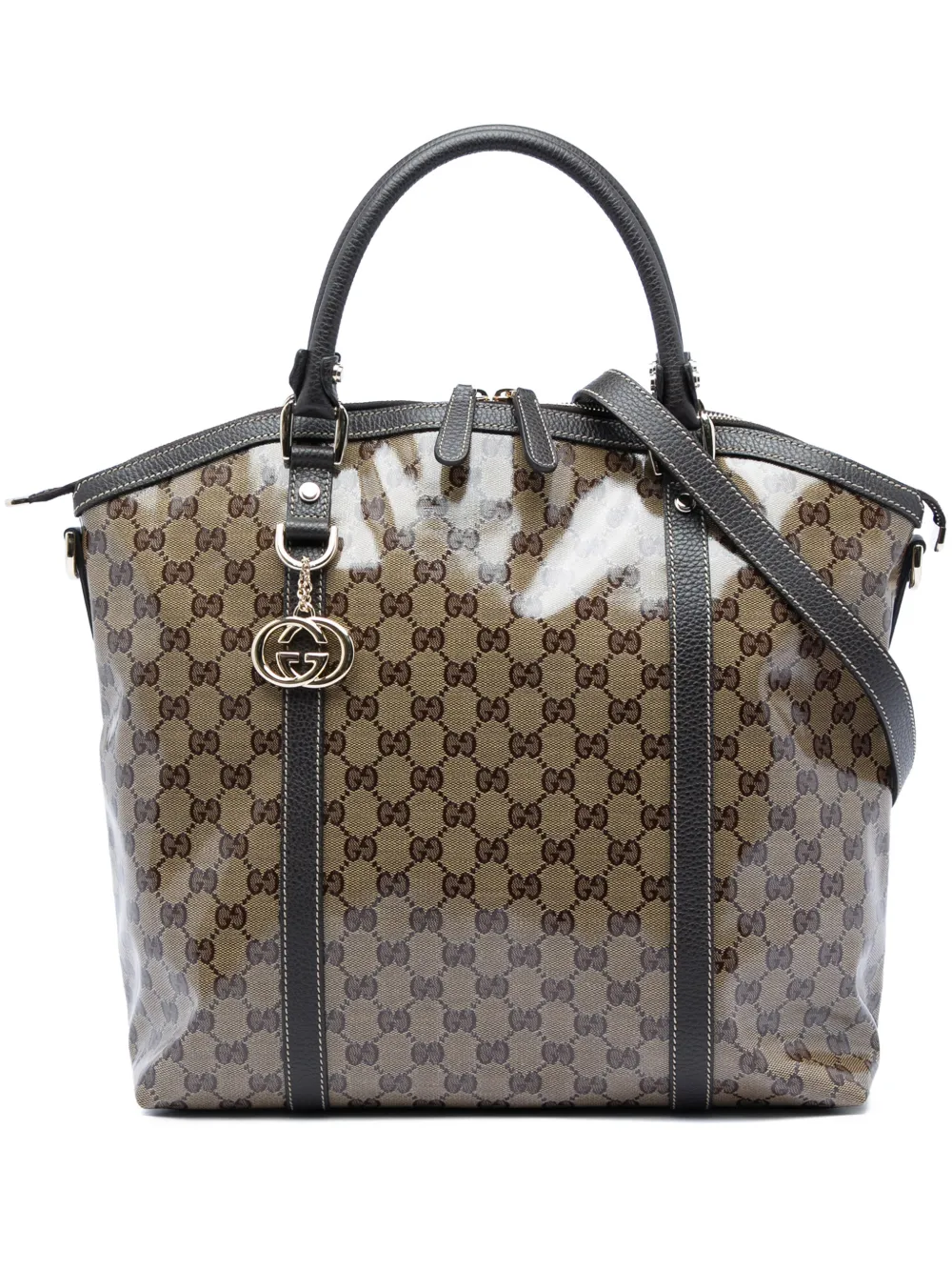 Gucci Pre-Owned 2016-2026 Large GG Crystal Charm Dome satchel - Toni neutri