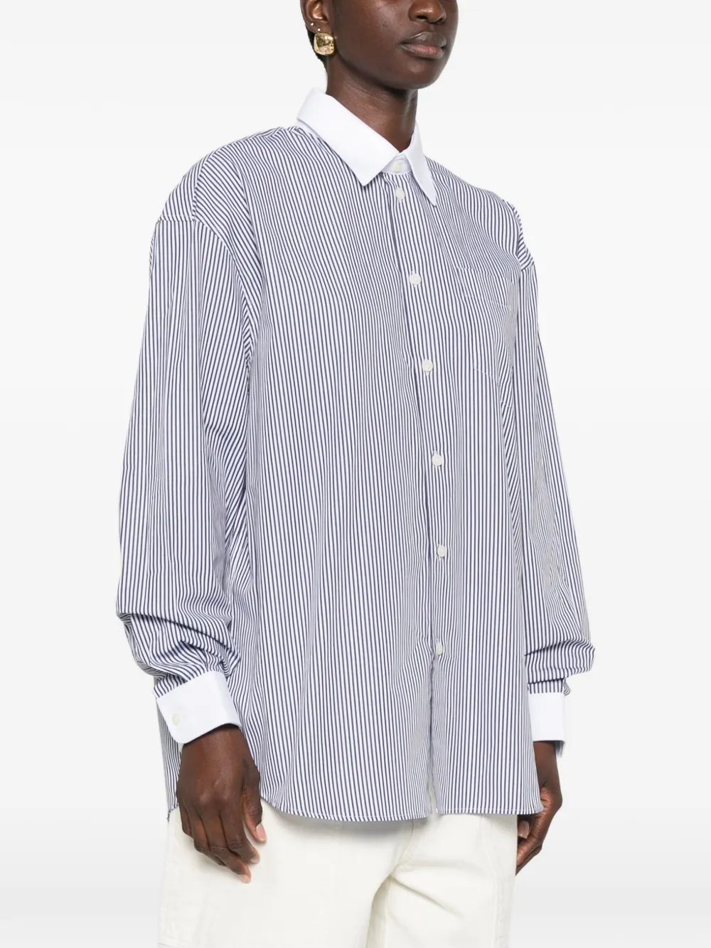 Sporty & Rich Gestreept katoenen blouse Blauw