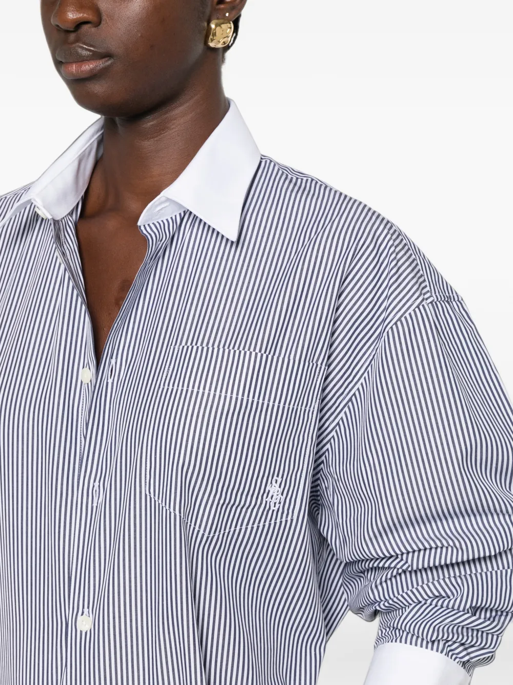 Sporty & Rich Gestreept katoenen blouse Blauw