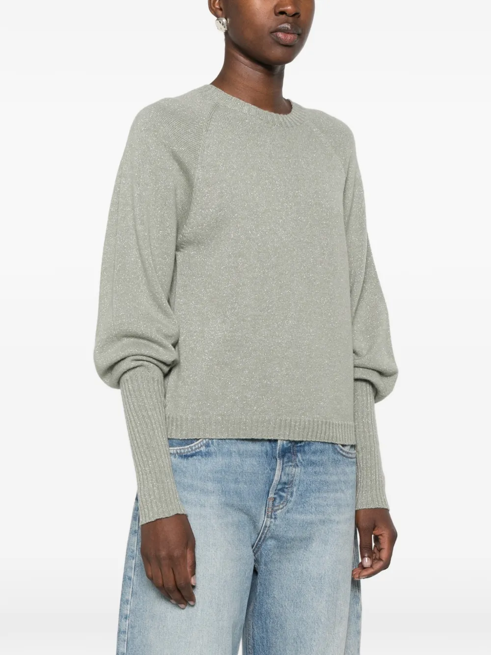 TWINSET Lurex gebreide trui met raglan mouwen Groen