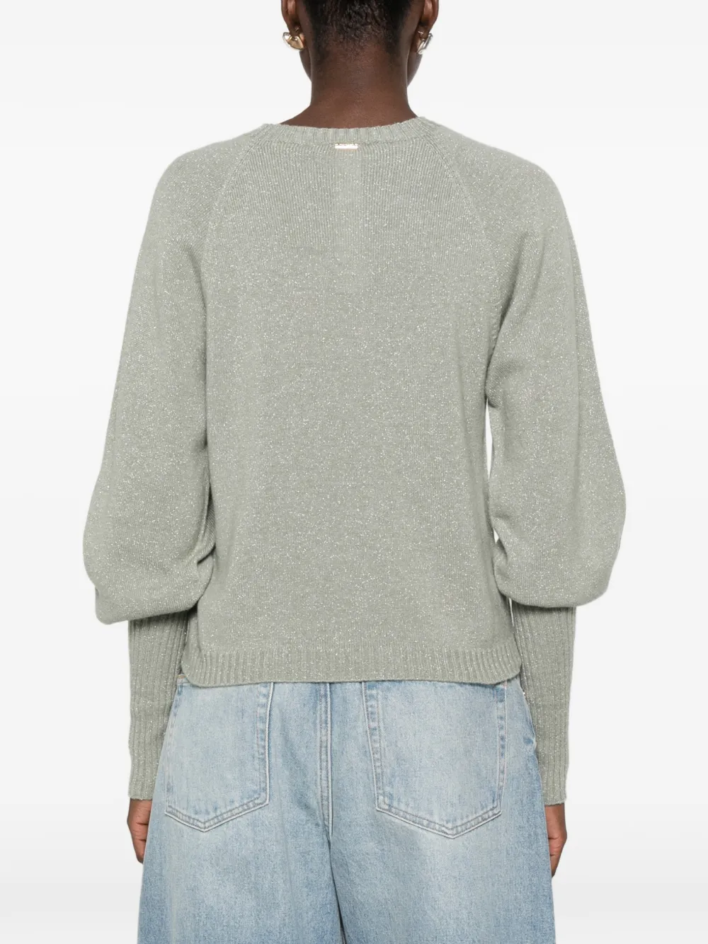 TWINSET Lurex gebreide trui met raglan mouwen Groen
