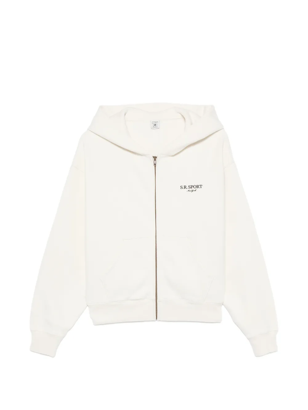 Sporty & Rich logo-print zip-up hoodie - Toni neutri