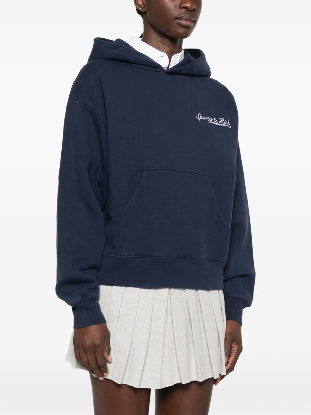 Sporty & Rich Hoodie met geborduurd logo Blauw