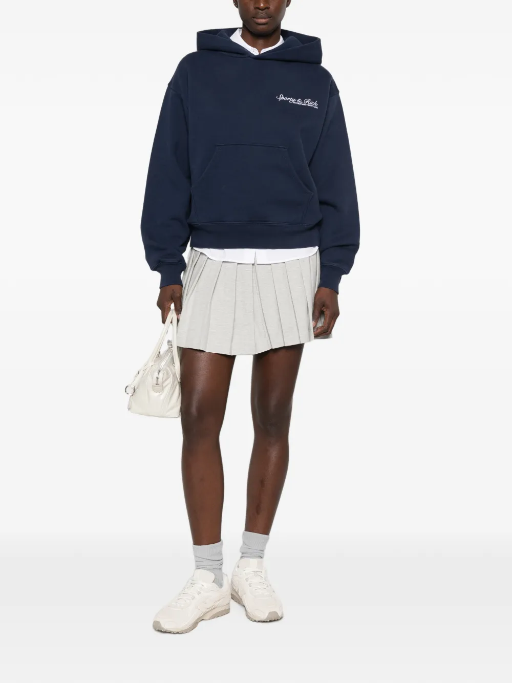 Sporty & Rich Hoodie met geborduurd logo Blauw