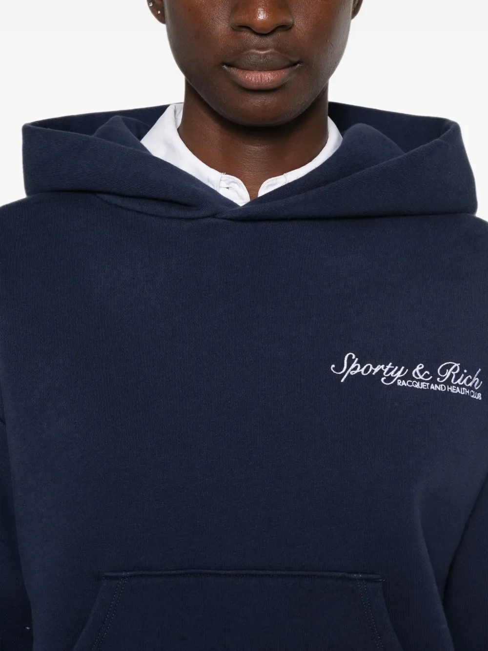 Sporty & Rich Hoodie met geborduurd logo Blauw